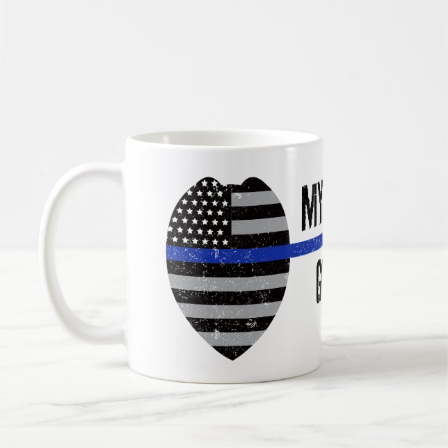 Taza De Café Delgada Línea Azul, Consigue Tus Seis, Esposa Poli (Izquierda)