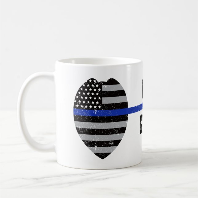 Taza De Café Delgada Línea Azul, Consigue Tus Seis, Mug De La P (Izquierda)