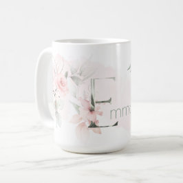 Taza De Café Delicada letra E de monograma rosa rosado de Rubor