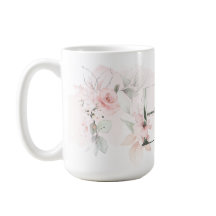 Delicada letra E de monograma rosa rosado de Rubor