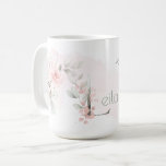 Taza De Café Delicado Monograma Rosa Rosa Rosa Rosa de Rubor L<br><div class="desc">Letra floral monograma L - acuarela rosa pálido que se lava detrás de delicados rosas de cabaña rosada. Bonito acuarela pulverizadores florales a ambos lados de la taza - y decorar la gran primera letra de su nombre. Delicada follaje verde ahumado pintado a mano y rosas dulces de color rosa...</div>