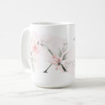 Taza De Café Delicado Monograma Rubor Rosa Rosa Rosa Rosa X<br><div class="desc">Letra floral monogramo X - Un lavado de acuarela rosa pálido detrás de delicados rosas de cabaña rosada. Bonito acuarela pulverizadores florales a ambos lados de la taza - y decorar la gran primera letra de su nombre. Delicada follaje verde ahumado pintado a mano y rosas dulces de color rosa...</div>