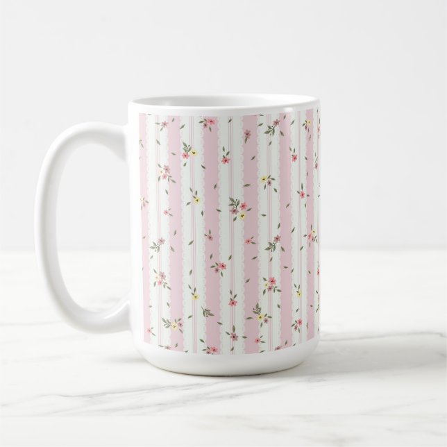 Taza De Café Delicado Patrón Floral Café Mug (Izquierda)