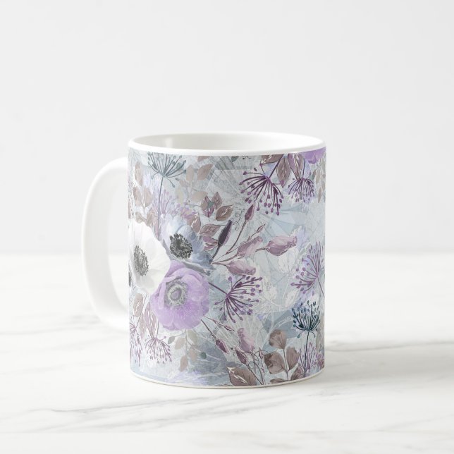 Taza De Café Delicado ramo de anémonas. (Anverso izquierdo)