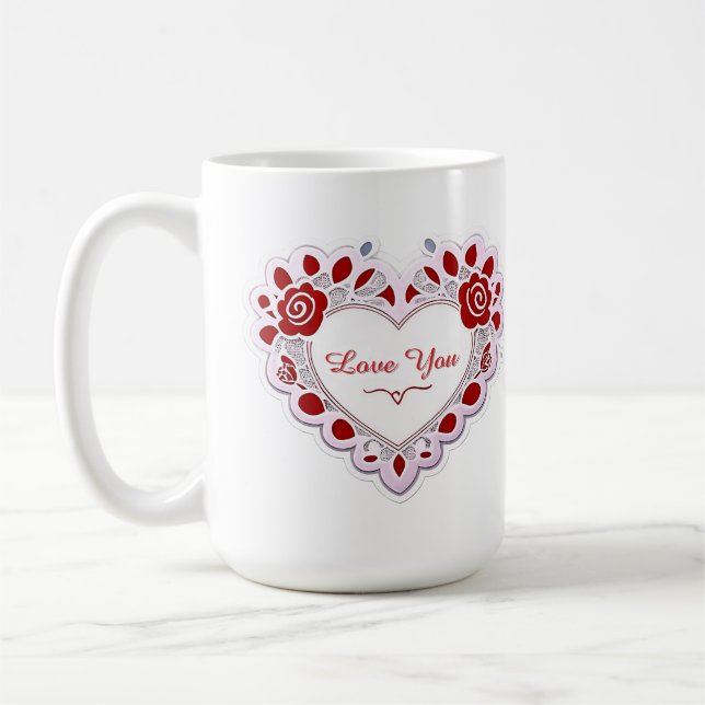 Taza De Café Delicate Lace Heart Card (Izquierda)