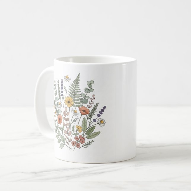 Taza De Café Delicate Wildflower Bouquet Botanical Illustration (Anverso izquierdo)