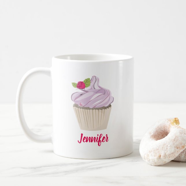 Taza De Café Deliciosa tarta rosada Berry en Personalizado supe (Con donut)