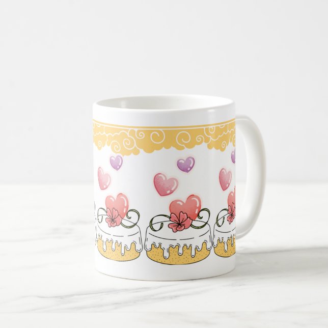 Taza De Café Delicioso pastel de queso con diseño cardiaco (Anverso derecho)