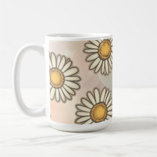 Taza De Café Delicioso patrón de margarita sobre fondo pastel