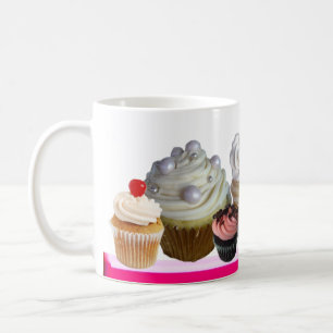 Taza De Café DELICIOSOS CUPCAKES TIENDA DE DESIERTOS, rosa, fuc