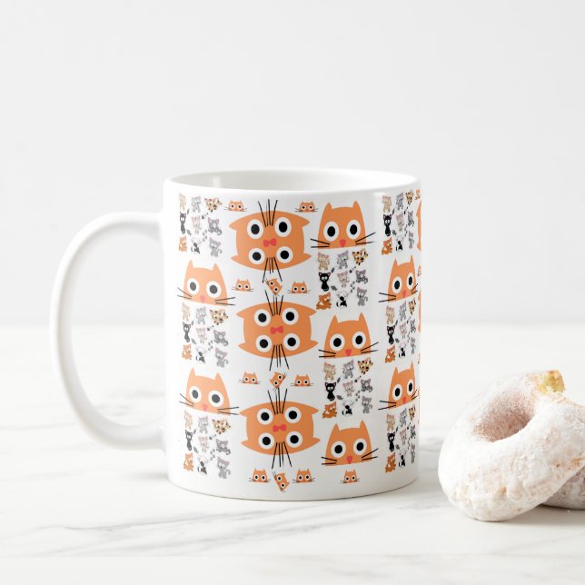 Taza De Café Deliciosos Gatos Pastel Stripe Mug (Con donut)