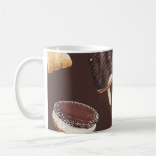 Taza De Café Deliciosos postres: Patrón de esbozo de comida