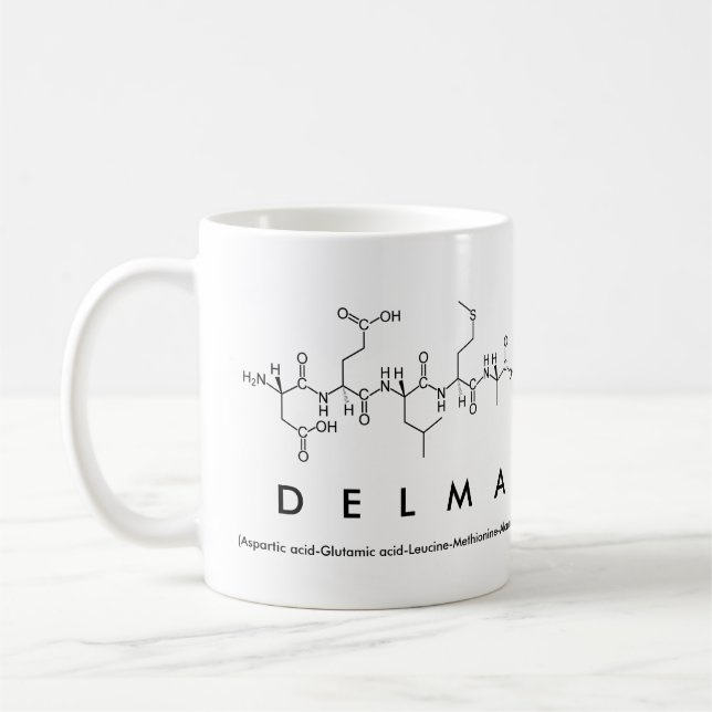 Taza De Café Delma peptide name mug (Izquierda)