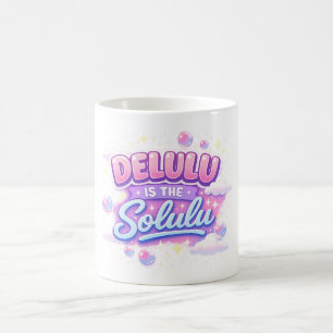 Taza De Café Delulu Es el Solulu – Estética Kawaii Adorable