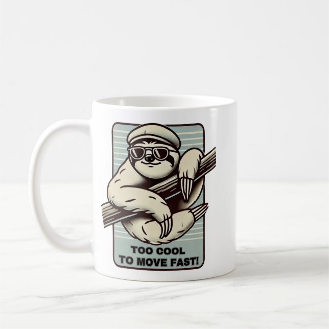 Taza De Café ¡Demasiado Guay para moverse rápido! Retro Sloth (Izquierda)