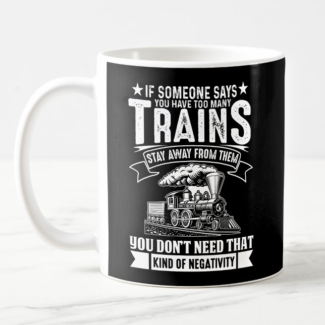 Taza De Café Demasiados trenes, tren ferroviario con motor de v (Subido por el creador)