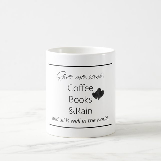 Taza De Café Déme un poco de café, libros y llueva todos está (Centro)