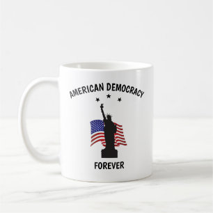 Taza De Café Democracia norteamericana para siempre con bandera