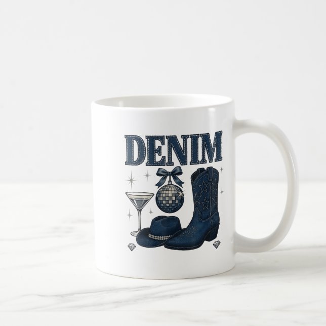Taza De Café Denim And Diamonds Western Fashion Boots Bling Rod (Derecha)
