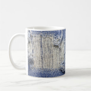 Taza De Café Denim azul roto: textura de jeans.