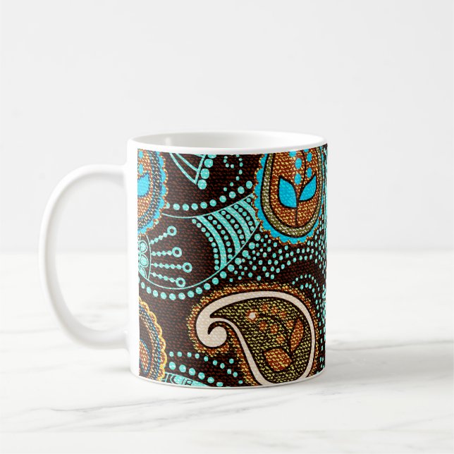 Taza De Café Denim Paisley: Patrón de textura de jeans sin foco (Izquierda)