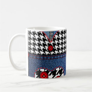Taza De Café Denim Patchwork: Patrón de tela sin costura