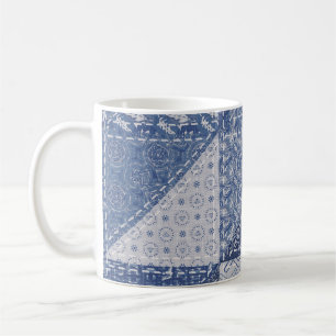Taza De Café Denim Triangle Parchwork Vintage Textura.