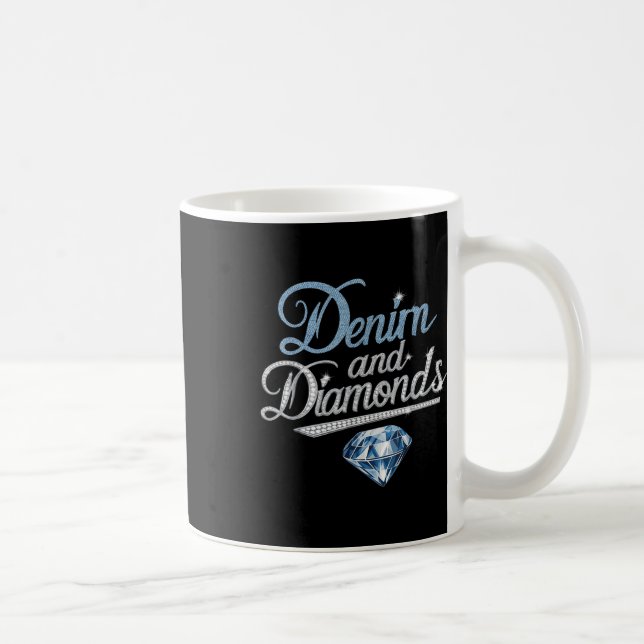 Taza De Café Denim Y Diamantes Estilo De Moda De Moda (Derecha)