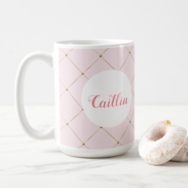 Taza De Café Denominación de princesa rosa y dorada Mugs (Con donut)