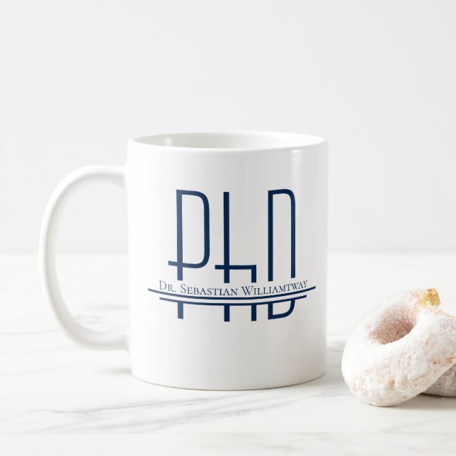 Taza De Café Denominación: Graduación azul de doctorado (Con donut)
