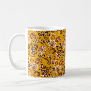 Taza De Café Dense floral mano ornamental dibujar fantasía flor