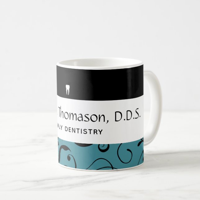 Taza De Café Dental Office Staff Pro Damask (Anverso derecho)