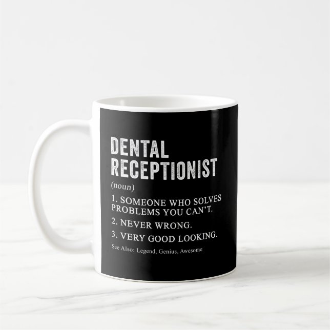 Taza De Café Dental Recepcionista Definición Dentista Oficina H (Izquierda)