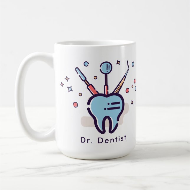 Taza De Café Dentist's Dental Tools and Tooth (Izquierda)