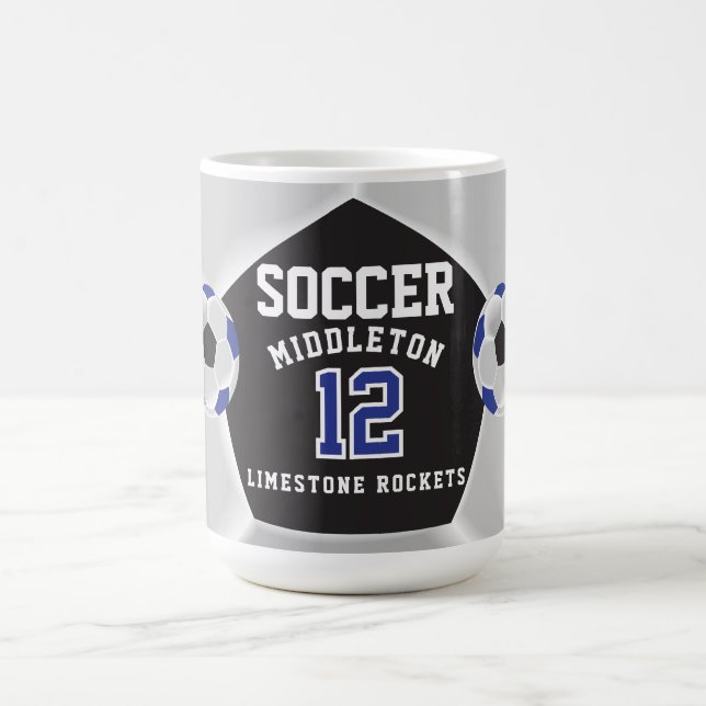 Taza De Café Deporte de fútbol ⚽ azul, negro y blanco (Centro)