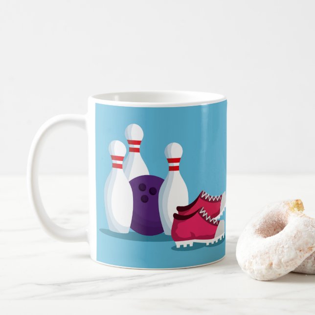 Taza De Café Deporte divertido de bolos de 10 pines (Con donut)