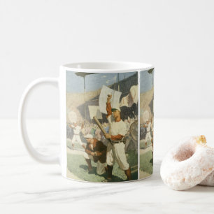 Taza De Café Deportes Antiguos, Jugadores de Béisbol en un Jueg