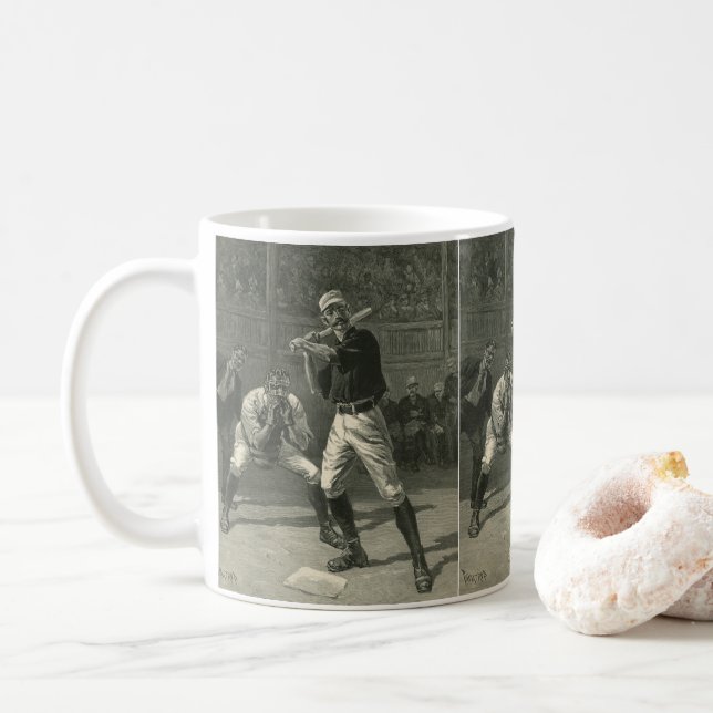 Taza De Café Deportes de época, jugadores de béisbol por Thulst (Con donut)