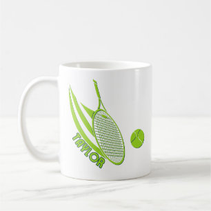 Taza De Café Deportes personalizados con nombre Tenis