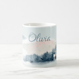 Taza De Café Depósito de madera acuarela