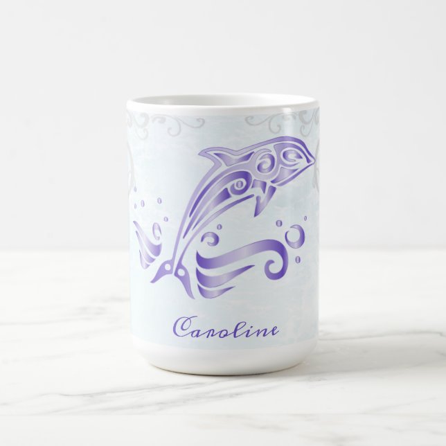 Taza De Café Depósito personalizado de café morado de delfín (Centro)