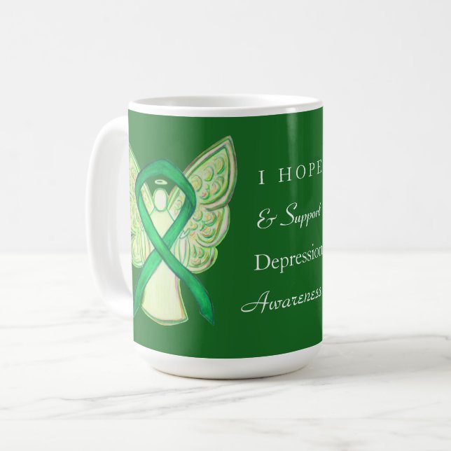 Taza De Café Depresión Sensibilización Cinta Angel Coffee Mug C (Anverso izquierdo)