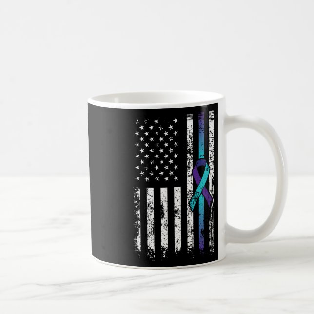 Taza De Café Depresión suicida Aviso de prevención de bandera e (Derecha)