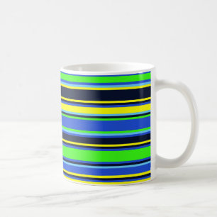Taza De Café Depuración audaz de color azul tira amarilla