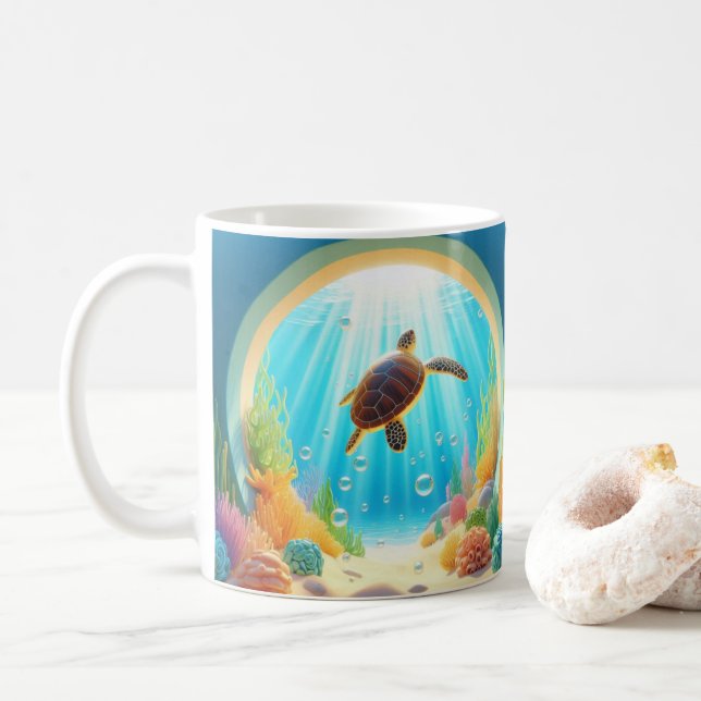 Taza De Café Depuración de tortugas marinas (Con donut)