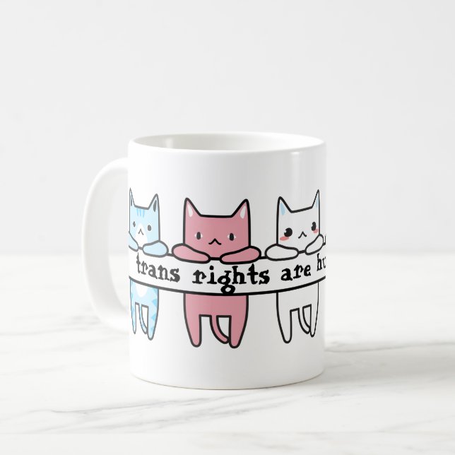 Taza De Café Derechos humanos para transexuales gatos con bande (Anverso izquierdo)