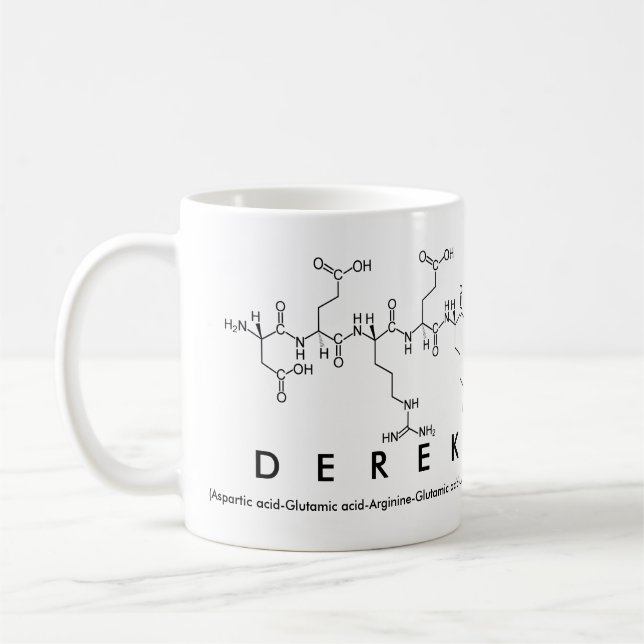 Taza De Café Derek peptide name mug (Izquierda)