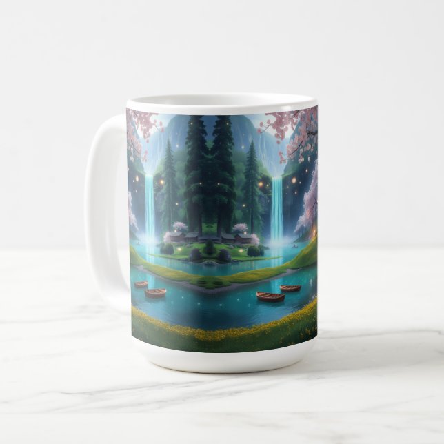 Taza De Café "Deriva matutina - Tranquilo Lago Turquesa (Anverso izquierdo)