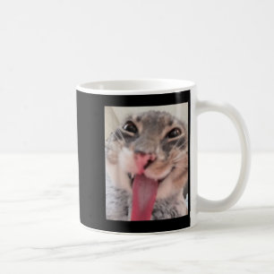 Taza De Café Derpy Cat Tongue Out Meme Funny Weirdcore me da
