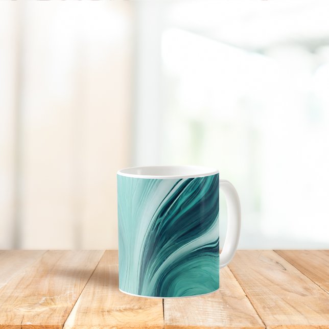 Taza De Café Derrame de líquido verde azulado abstracto (Subido por el creador)